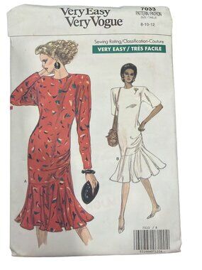 Very Vogue 7033 Semi-Fitted Dress Sewing Pattern Sizes 8-10-12